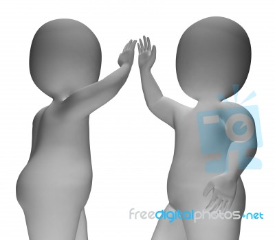 High Five 3d Characters Show Friendship And Greeting Stock Image