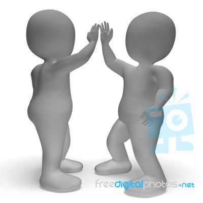 High Five 3d Characters Shows Friendship And Greeting Stock Image