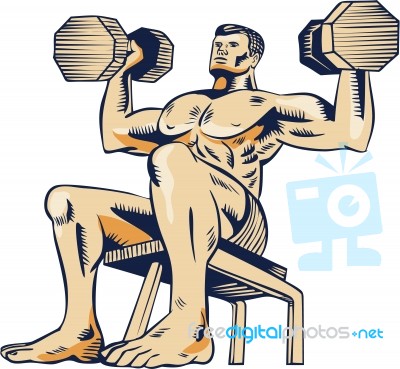 High Intensity Interval Training Dumbbell Etching Stock Image