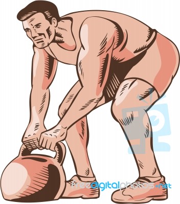 High Intensity Interval Training Kettlebell Etching Stock Image