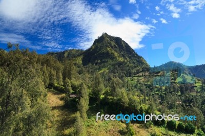 High Mountains And The Blue Sky Stock Photo