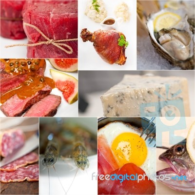 High Protein Food Collection Collage Stock Photo