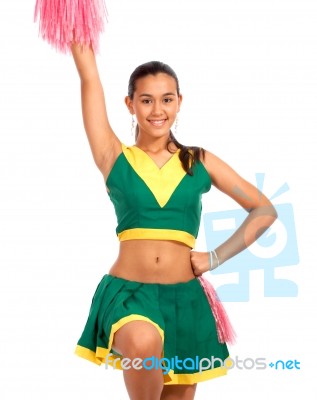 High School Cheerleader Dancing Stock Photo