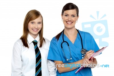 High School Girl In Doctors Clinic Stock Photo