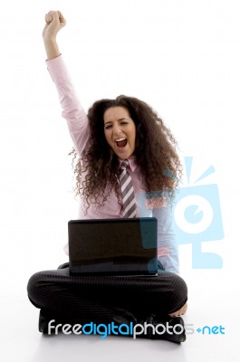 High School Student With Laptop Stock Photo