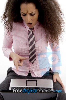 High School Student With Laptop Stock Photo