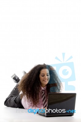 High School Student With Laptop Stock Photo