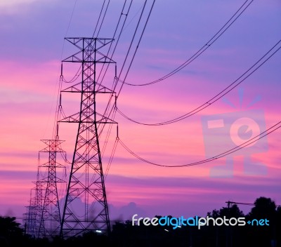 High Voltage Posts Stock Photo