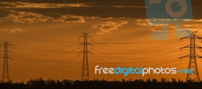 High Voltage Power Tower Stock Photo