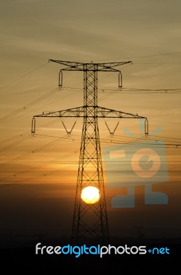 High Voltage Pylon Stock Photo