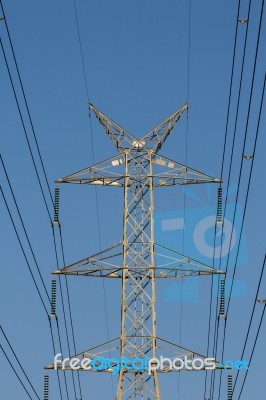 High Voltage Towers Stock Photo