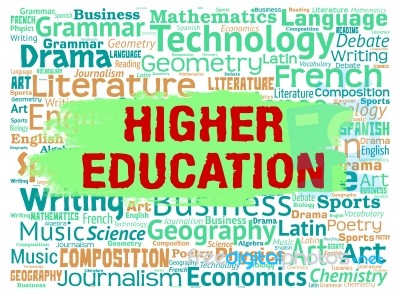 Higher Education Means Tertiary School And Educated Stock Image