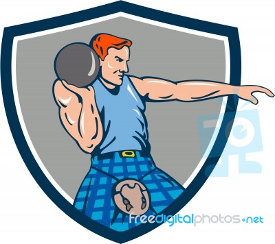 Highland Games Stone Put Throw Crest Retro Stock Image