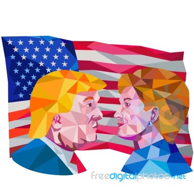 Hillary Clinton Vs Donald Trump Low Polygon Stock Image