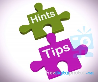 Hints Tips Puzzle Shows Suggestions And Assistance Stock Image