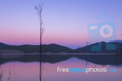 Hinze Dam At Dusk Stock Photo