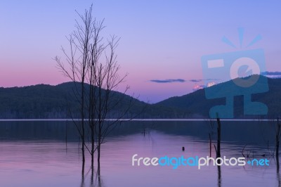 Hinze Dam At Dusk Stock Photo