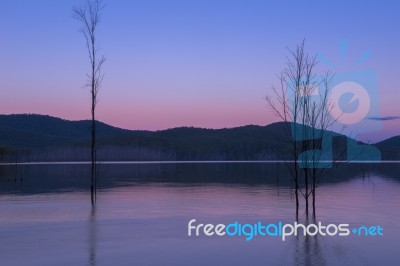 Hinze Dam At Dusk Stock Photo