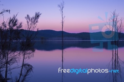 Hinze Dam At Dusk Stock Photo