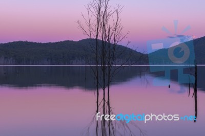 Hinze Dam At Dusk Stock Photo