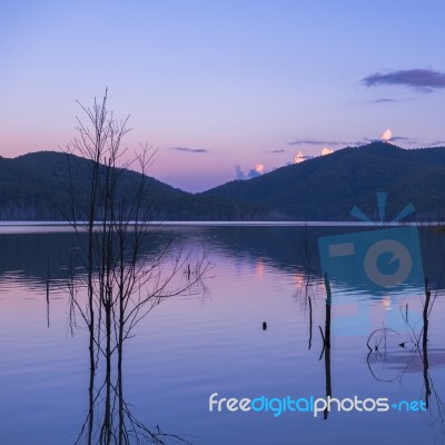 Hinze Dam At Dusk Stock Photo