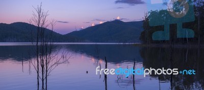 Hinze Dam At Dusk Stock Photo