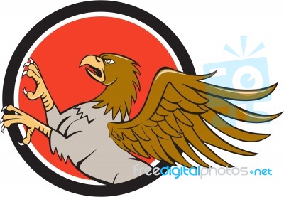 Hippogriff Prancing Side Circle Cartoon Stock Image