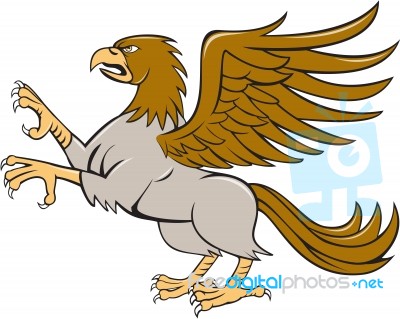 Hippogriff Prancing Side Isolated Cartoon Stock Image