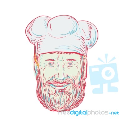 Hipster Baker Cook Chef Head Stock Image