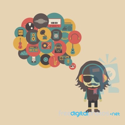 Hipster Listening Concept Stock Image