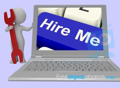 Hire Me Computer Key Showing Work And Careers Search Online Stock Image