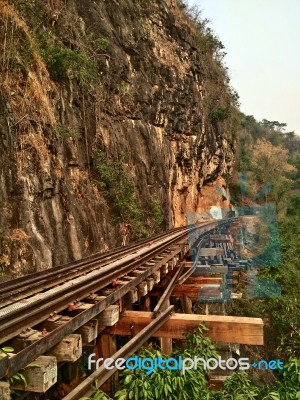 Historical Attractions In Thailand Bloody Train Line Stock Photo