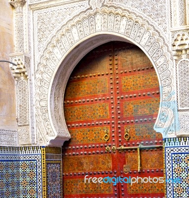 Historical In  Antique Building Door Morocco Style Africa   Wood… Stock Photo