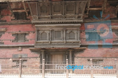 Historical Temple Wall In Katmandu Old Town, Nepal Stock Photo