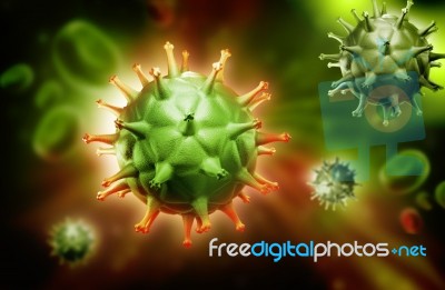 Hiv Cell And Blood Cell Stock Image