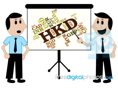 Hkd Currency Means Hong Kong Dollar And Currencies Stock Image