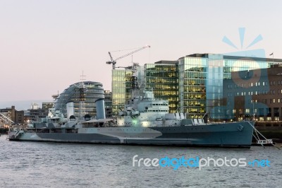 Hms Belfast In London Stock Photo