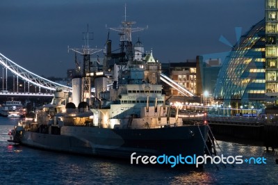 Hms Belfast In London Stock Photo