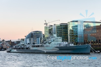 Hms Belfast In London Stock Photo