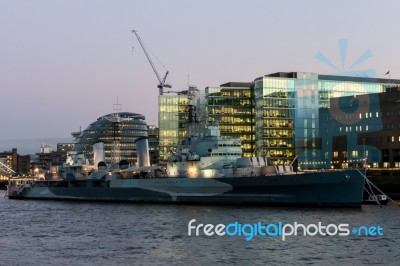 Hms Belfast In London Stock Photo