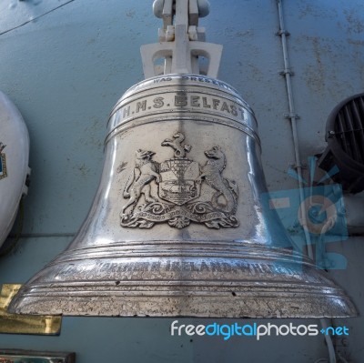 Hms Belfast Ship's Bell Stock Photo