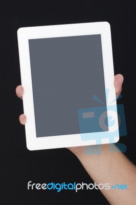 Holding A Digital Tablet Stock Photo