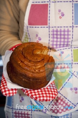 Holding A Folar Cake Stock Photo