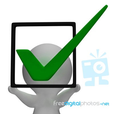 Holding Checkbox Or Check Box Shows Approval Or Checked Stock Image