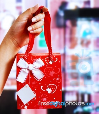 Holding Gift Wrapped Present Stock Photo