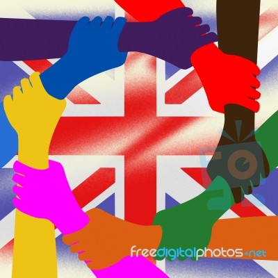 Holding Hands Represents Union Jack And British Stock Image