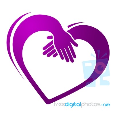 Holding Hands Shows Heart Shapes And Friends Stock Image