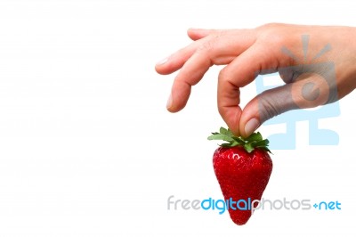 Holding Strawberry Stock Photo