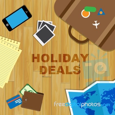 Holiday Deals Represents Vacation Promo Or Offer Stock Image