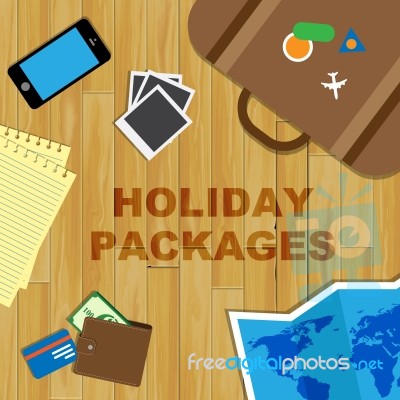 Holiday Packages Means Organised Trip And Holidays Stock Image